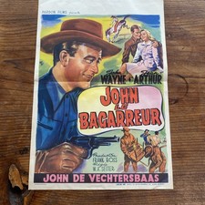 Vintage 1943 Film Poster For Lady Takes A Chance Belgium Version With John Wayne
