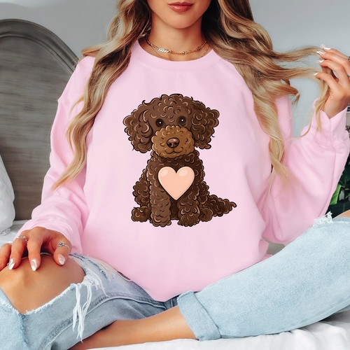 Chocolate poodle with - with, heart