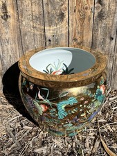 Large vintage satsuma koi fish - satsuma,