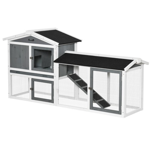 Pawhut rabbit hutch tier - rabbit, 2-tier