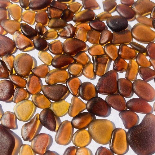 Brown sea glass pieces - glass, 35