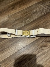 COLDSTREAM GUARDS WHITE LEATHER CEREMONIAL BELT WITH BRASS BUCKLE BRITISH ARMY