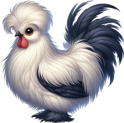 Silkie chicken watercolour - chicken,