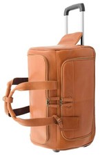 Real leather wheeled holdall - leather,