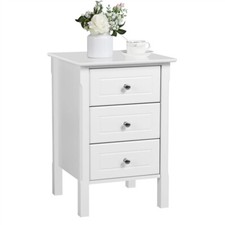 Nightstand Table White Drawers