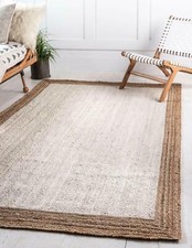 White Rug Jute Natural Hand Braided Rectangle Runners Farm Area Rug Living Room