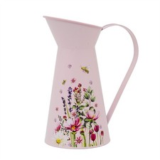 Pink Floral Metal Pitcher