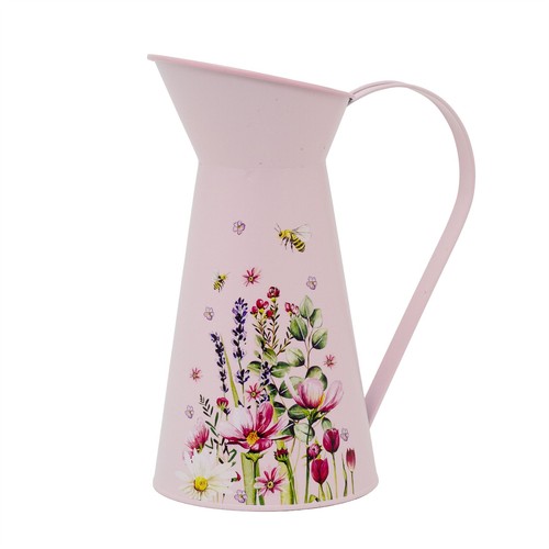 Pink floral metal pitcher - pink,