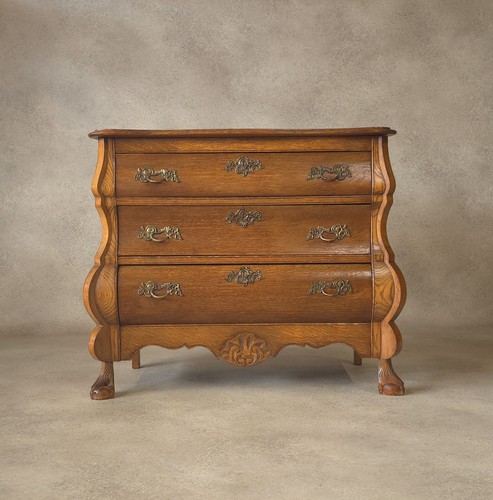Dutch bombe oak chest - oak, of