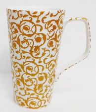 Antique Gold Embossed Scroll Mug 18oz 500 ml Fine Bone China Large Latte Tea Cup