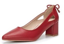 Womens Red Block Heel Court