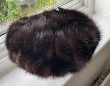 Vintage chocolate brown Mink beret style hat  - (see description)