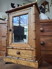 Early 20th Century Miniature Faux Bamboo French Armoire In Cherry Wood & Walnut.