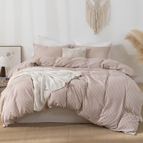 Tan gingham duvet cover - tan,