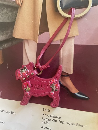 Radley pink leather dog - tag, /