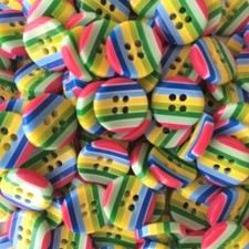 13mm stripe buttons in red blue purple pink green yellow - packs 30 50 100 200