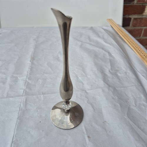 Silver tone metal bud - metal, vase