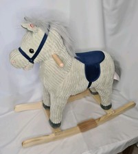 HOMCOM Kids Plush Rocking Horse W/ Sound Children Rocker Ride On Toy, Grey New