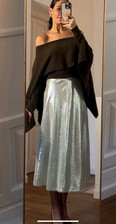 ZARA SILVER SEQUIN MIDI SKIRT