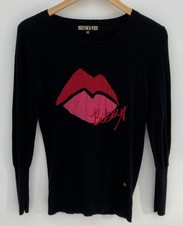 BIBA Black Jumper With Pink Red Lips Motif Size XS