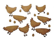Wooden MDF Shapes Chickens and
