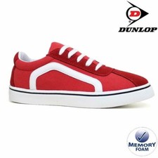 BNIB Ladies Dunlop Memory Foam Canvas Trainers Deck Plimsolls Red Size 5