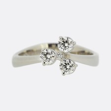 De Beers Three Stone Diamond Clover Ring - 18ct White Gold
