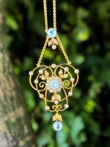 9ct gold edwardian aquamarine - 9ct,