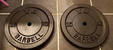 2 X 25 KGS OF YB (YORK BARBELL) 'ONE-INCH' WEIGHT PLATES