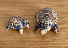 Tortoise Trinket Box with Baby Vintage Pair of Wade Porcelain Collectible Items 