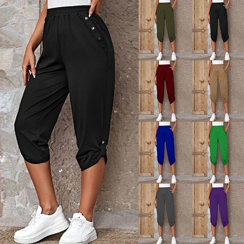 Women plain cropped capri - cropped,