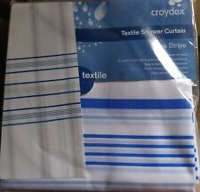Shower Curtain, 180cm x 180cm SEA STRIPES, Croydex 100% Polyester. Free Hooks