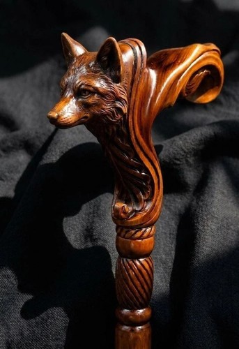 Hand carved wooden walking - hand,