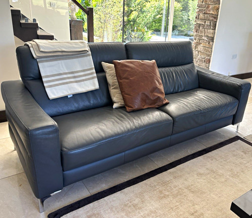 Natuzzi grey leather - leather, sofa