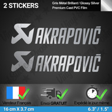 Compatible With Akrapovic 2 Stickers 16 CM Silver Grey Metal Sticker Motorbike
