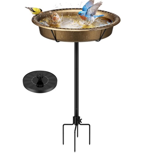 Oval bird bath with solar - bath,