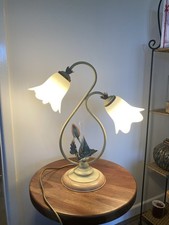Vintage Dar Lighting Toleware Table Lamp Twin Light Frosted  Lily Glass Shades
