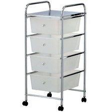 White 4 Drawer Storage Trolley