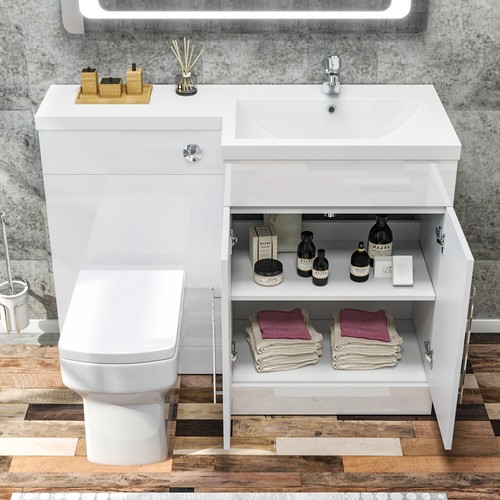 White bathroom vanity unit - white,