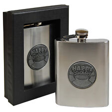 Happy Birthday Hip Flask. Novelty Cool Funky Gift for Him Drink