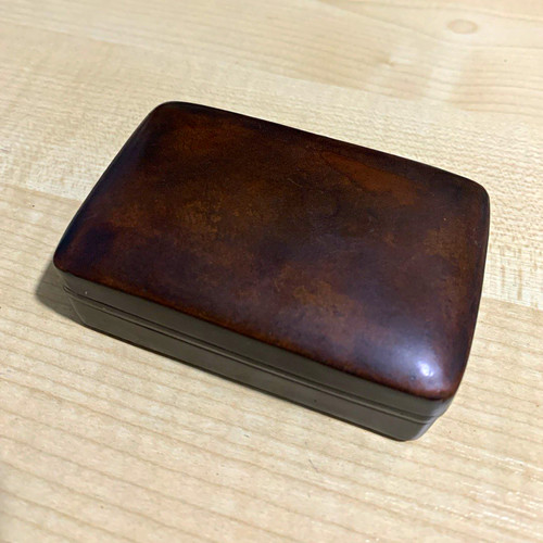 Antique moulded leather snuff - moulded,