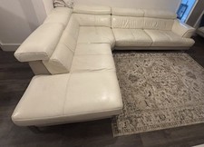 Cream Corner Leather Sofa