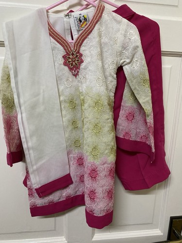 Girls pakistani white pink 3 - white,