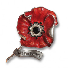 Large Red Flower Popy Brooch