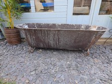 Large Vintage Hungarian Galvanised Tin Bath Tub Trough Garden Pond Herb Planter