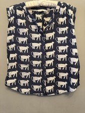 White Studs Top Blouse With Cat Print Size 10