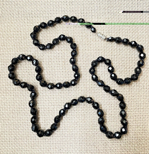 Vintage black faceted - faceted, jet