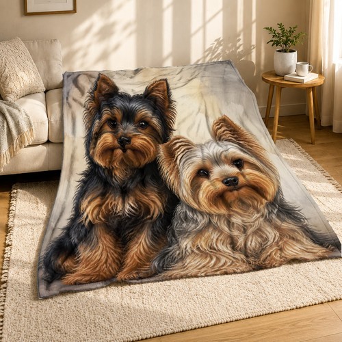 Yorkie pair portrait cozy - yorkie,