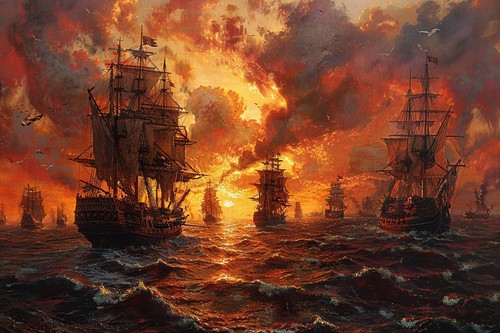 Pirate ship seascape - ship, canvas