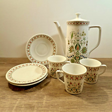 Vintage Porcelain Coffee Set Floral Seltmann Weiden Bavaria Cups Saucers Pot 60s